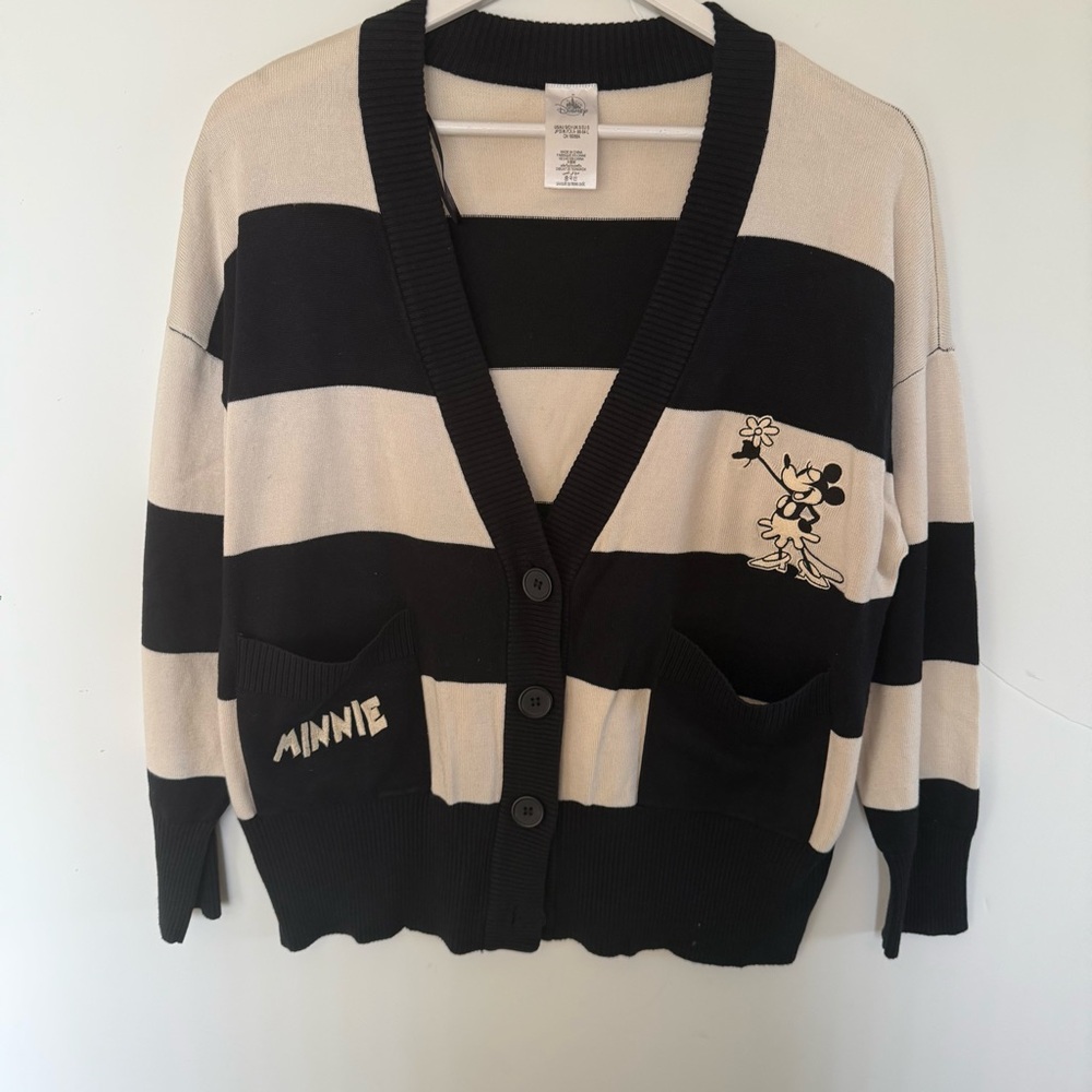 Disney Parks Minnie Mouse Striped Vintage Knit Cardigan SZ S